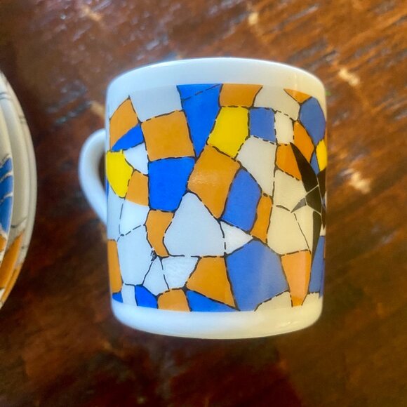 Set of 4 Trencadis Gaudi espresso cups/saucers, purchased in Barcelona, vintage. - Picture 6 of 10
